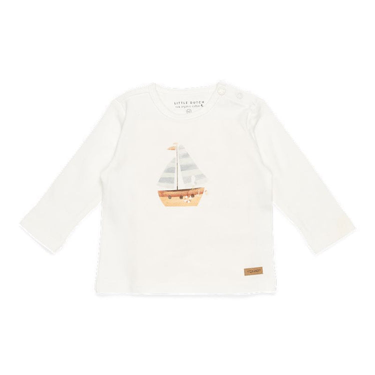 LITTLE DUTCH. Μπλουζάκι μακρυμάνικο Sailboat White - Νο 80