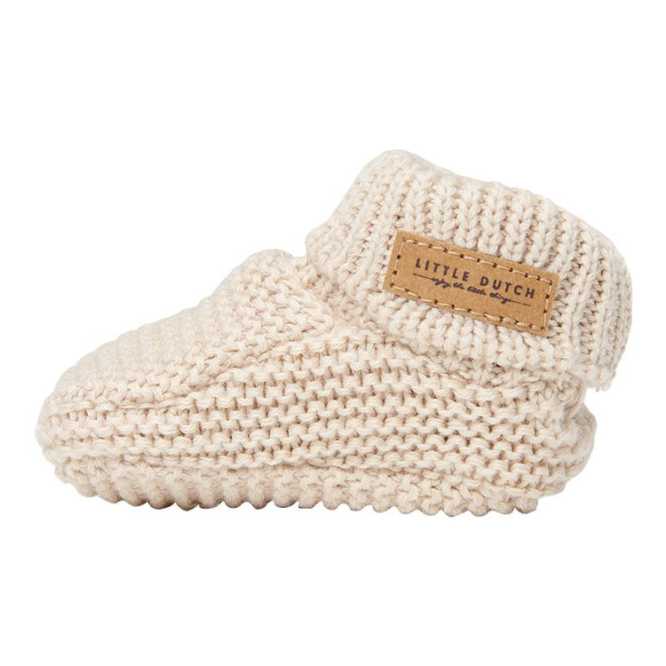 Knitted baby booties Sand - size 1