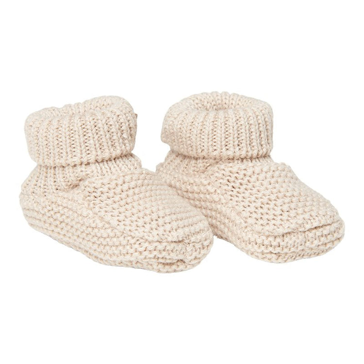 Knitted baby booties Sand - size 1
