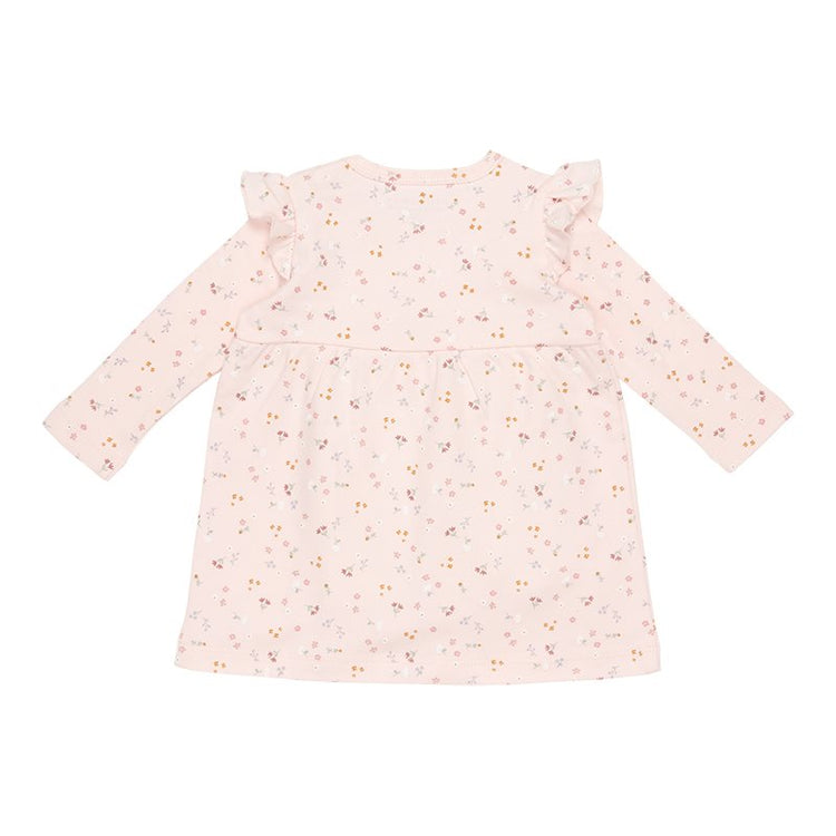 LITTLE DUTCH. Μακρυμάνικο φορεματάκι με βολάν Little Pink Flowers- Νο50/56