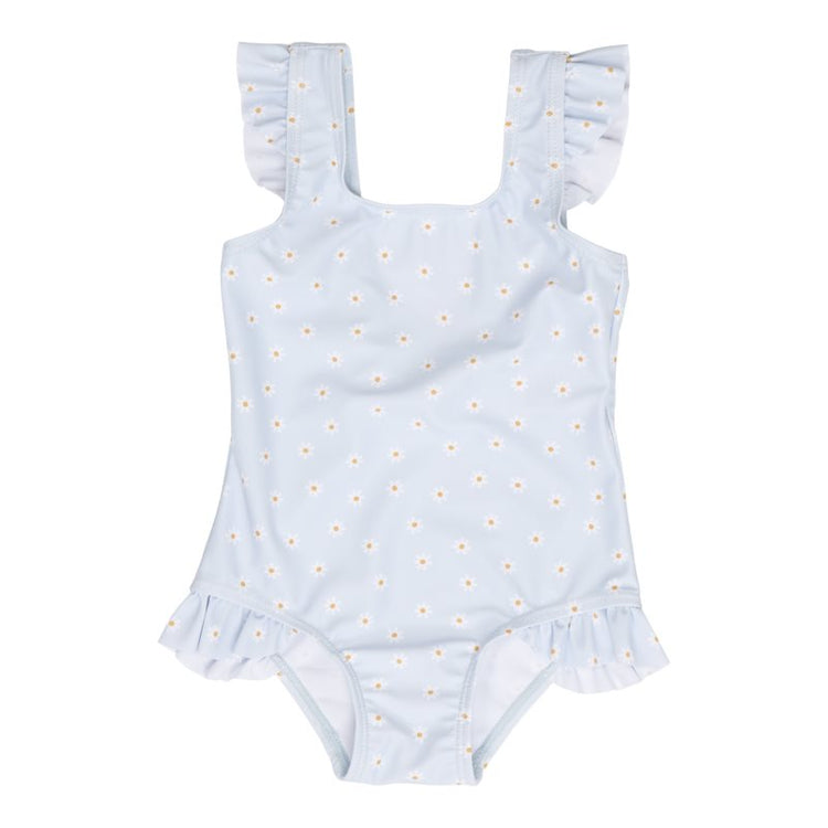 LITTLE DUTCH. Bathsuit ruffles Daisies Blue - 62/68