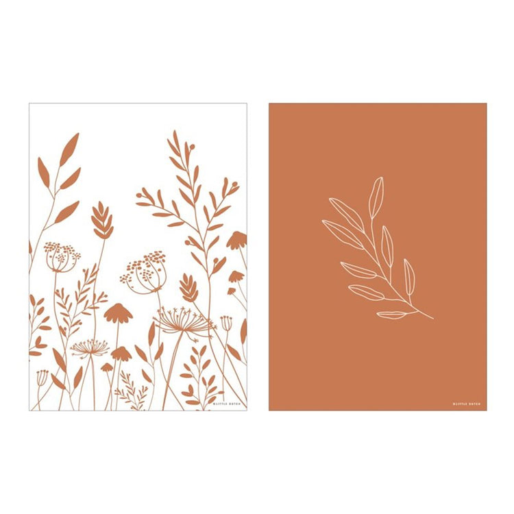 LITTLE DUTCH. Poster A3 Wild Flowers Rust