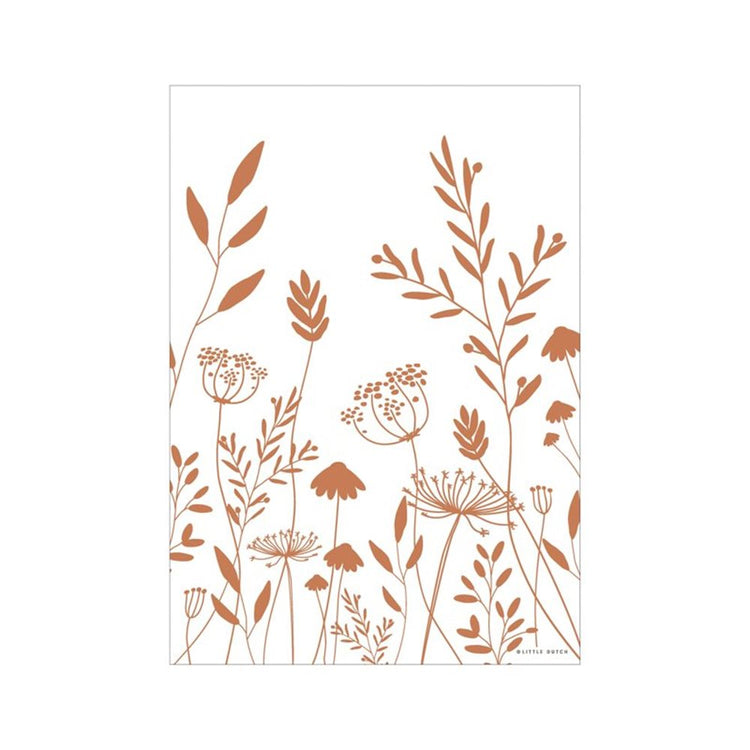 LITTLE DUTCH. Poster A3 Wild Flowers Rust