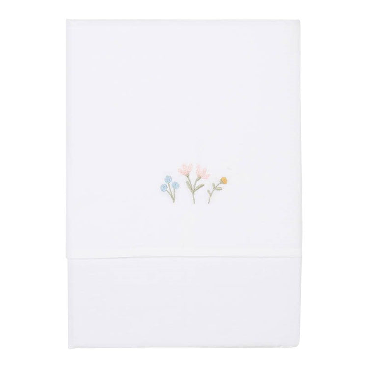LITTLE DUTCH. Bassinet sheet embroidered Flowers & Butterflies 100 x 70