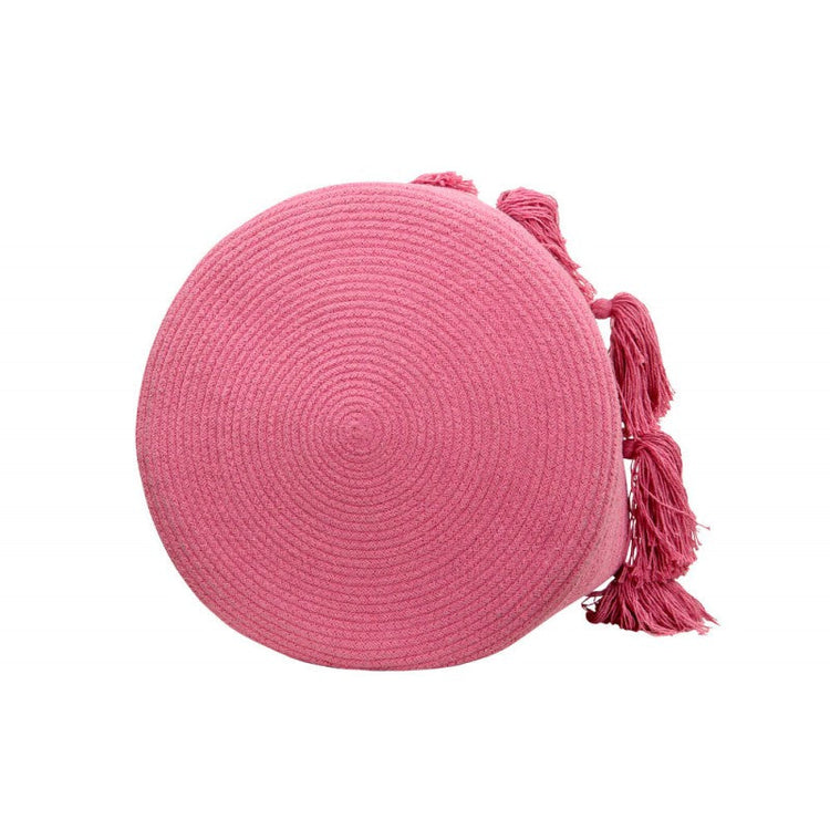 Lorena Canals. Basket Tassels dark pink 30Χ45Χ45