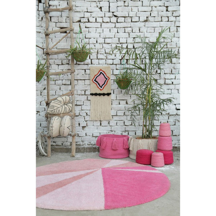 Lorena Canals. Basket Tassels dark pink 30Χ45Χ45