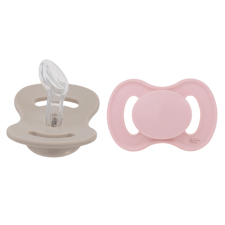 LULLABY PLANET. 2 pcs. Dental Silicone Soothers Size 1 Rose Quartz & Beach Sand
