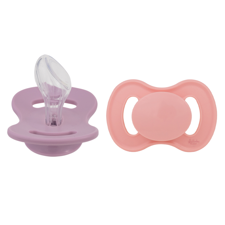 LULLABY PLANET. 2 pcs. Dental Silicone Soothers Size 2 Pink Coral & Lavender Breeze