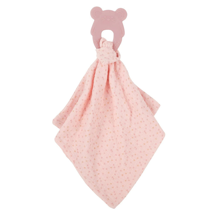 Nattou. Comforter Doudou with Silicon Teether Silicone - Pink