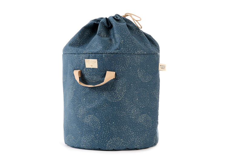 NEW ELEMENTS. Bamboo toy bag - Bamboo Gold bubble/ Night blue - small