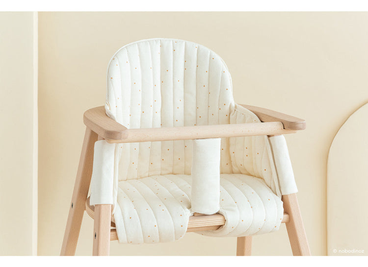 GROWING GREEN. High Chair Cushion - Honey Sweet Dots/ Natural
