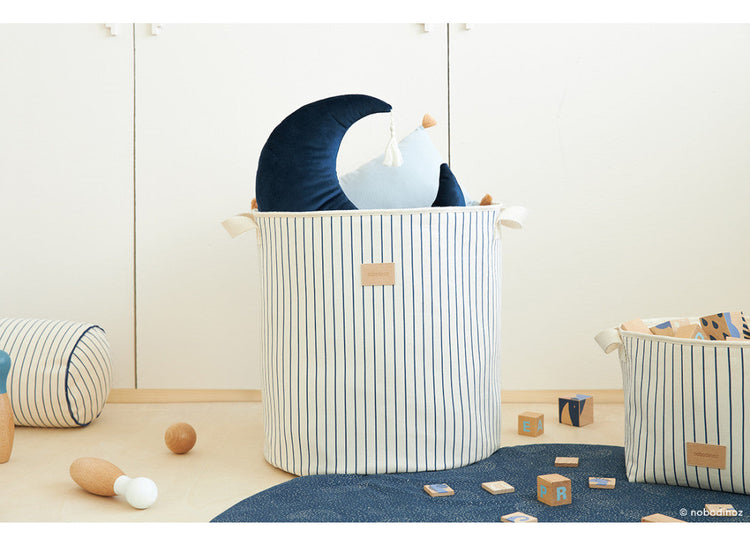 NEW ELEMENTS. Odeon Toy Bag Blue Thin Stripes/ Natural