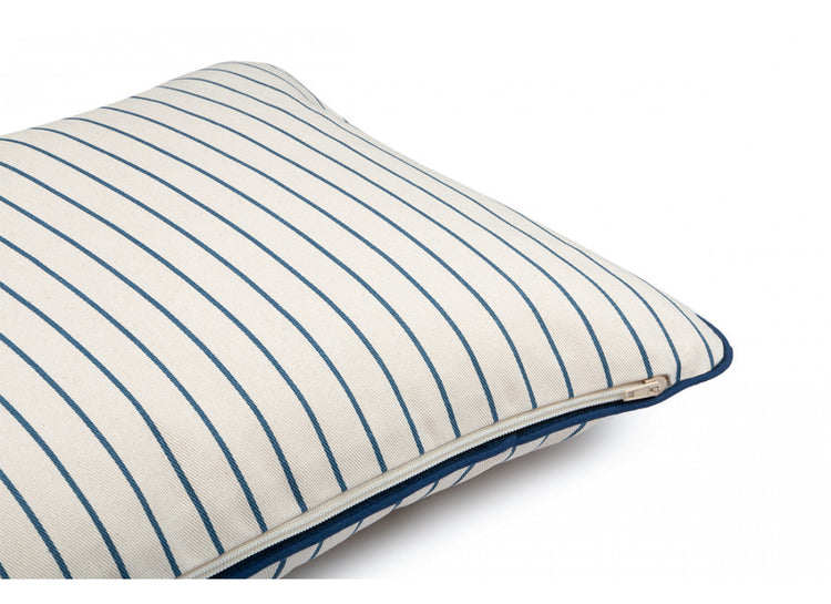 ST GERMAIN. Jazz cushion • blue thin stripes natural