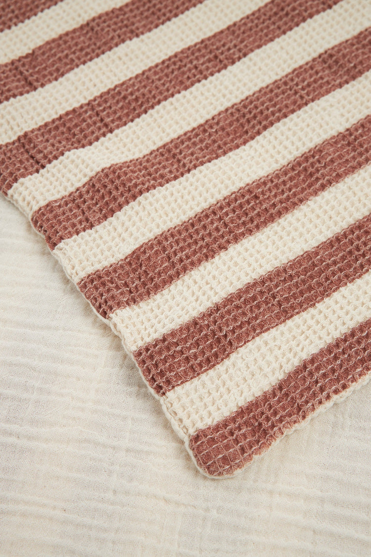 PORTOFINO. Beach towel bag set Rusty Red Stripes