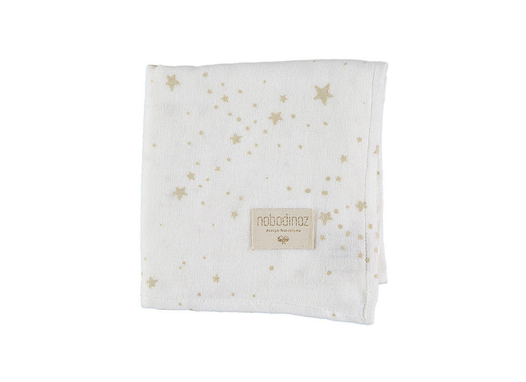 NEW ELEMENTS. Swaddle 70x70 Baby love Gold stella/ white