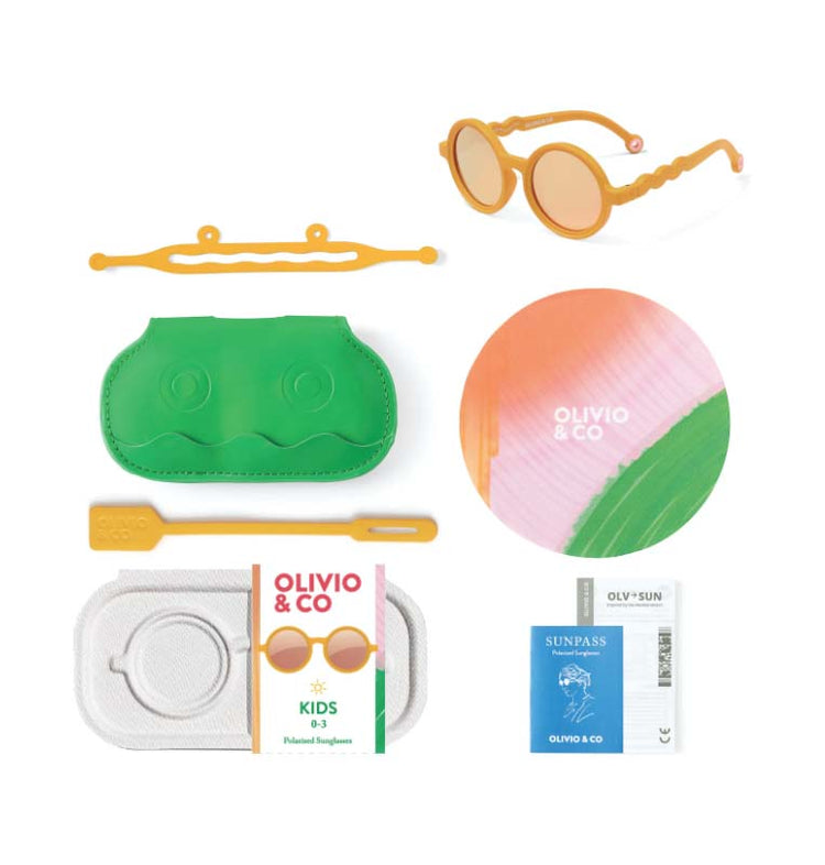OLIVIO & CO. Kids round sunglasses - Green House Crane Flower Yellow