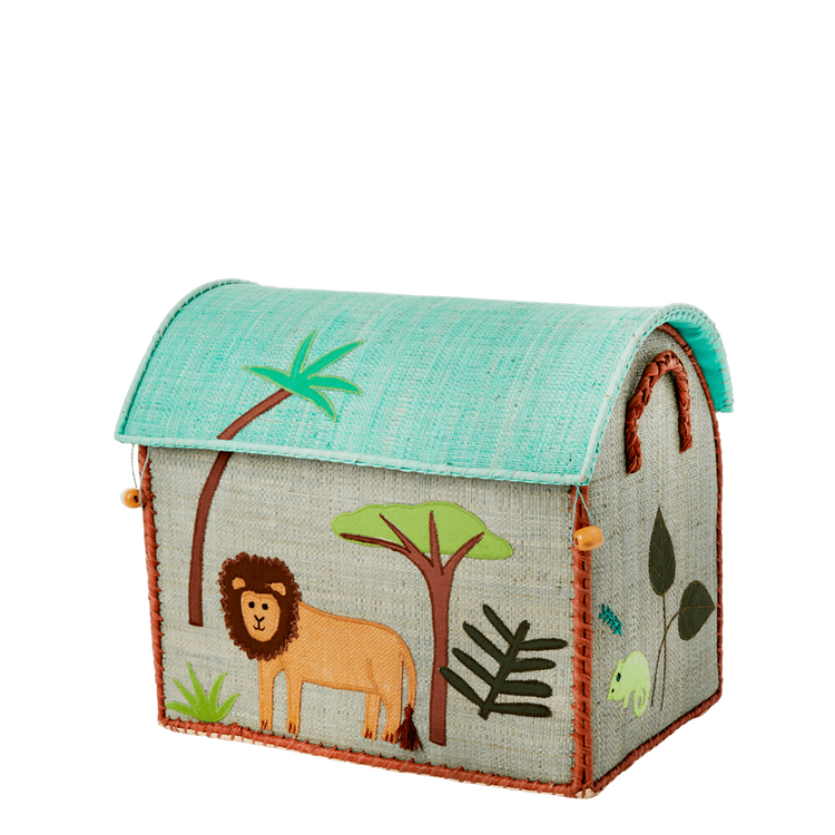 RICE. Κουτί παιχνιδιών μικρό Ζώα της ζούγκλας (μπλε-πολύχρωμο)