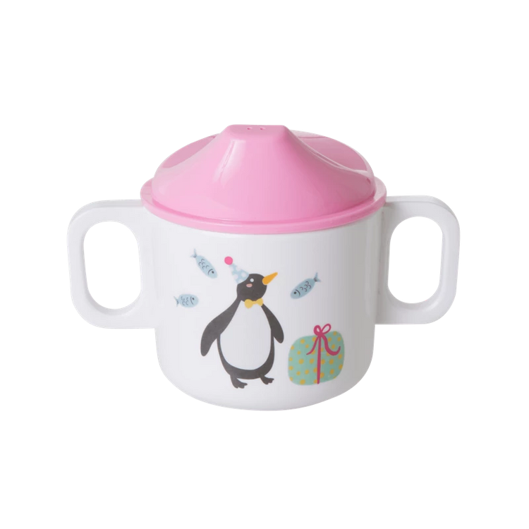 RICE. Melamine Baby cup- Pink-Party animal print