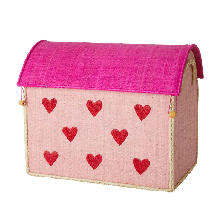 RICE. Storage basket medium Hearts (pink-soft pink)