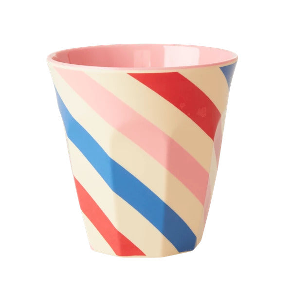 RICE.  Melamine medium cup -Candy stripes.