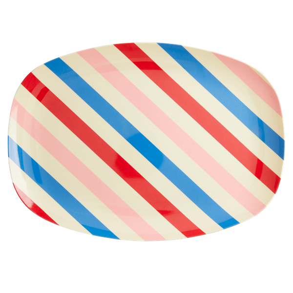 RICE. Ορθογώνιο πιάτο μελαμίνης ''Candy stripes'