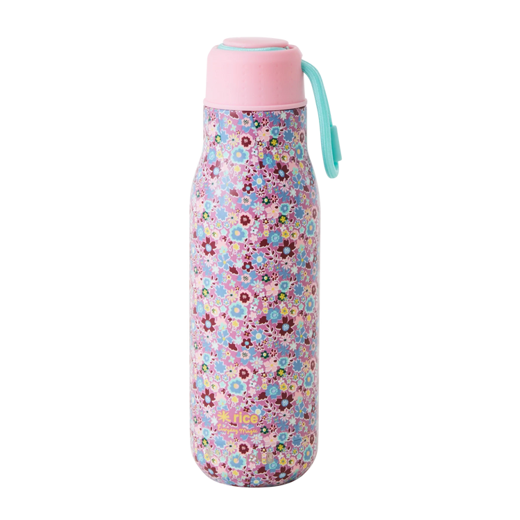 RICE. Ανοξείδωτο μπουκάλι - θερμός Λουλούδια (ροζ-πολύχρωμο)