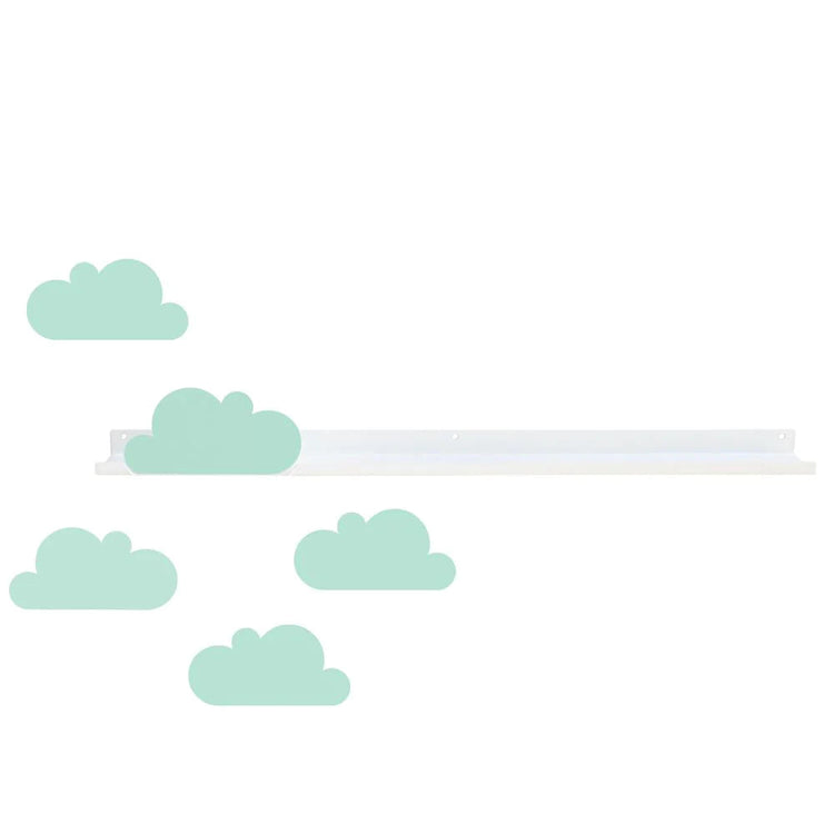 TRESXICS. Ράφι τοίχου μεγάλο & αυτοκόλλητα συννεφάκια (απαλό πράσινο)