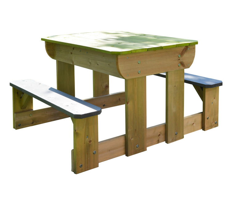 Wendi Toys. Σετ ξύλινο τραπέζι με παγκάκια εξωτερικού χώρου (λάιμ-γκρι-φυσικό)